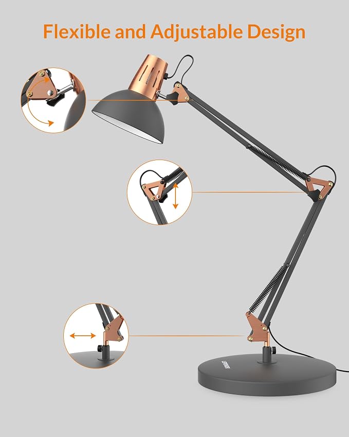 LEPOWER Metal Desk Lamp, Adjustable Goose Neck Architect Table Lamp - Image 7