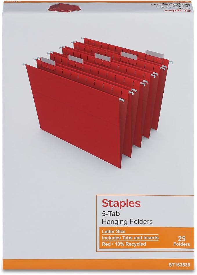 Staples Hanging File Folders, Letter Size, Durable Filing Folders – 50/Carton - Image 4