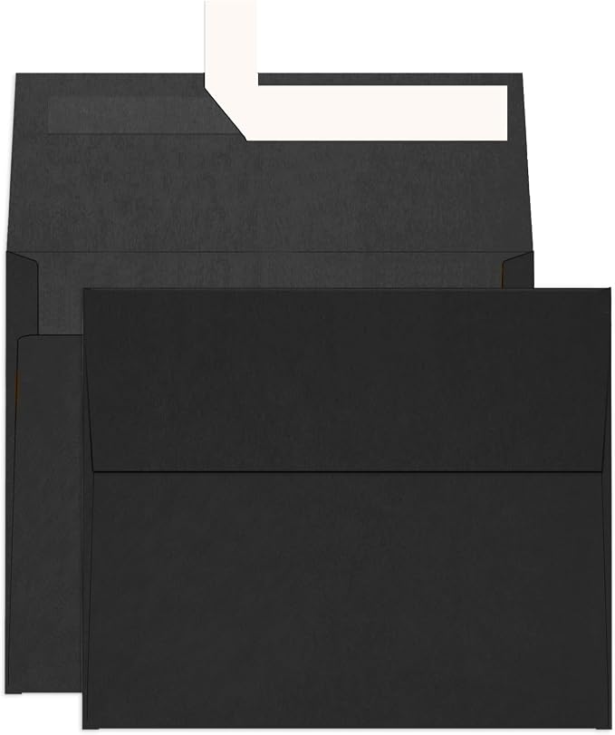 100 Pack Black A2 Envelopes Self Seal, Goefun 120 GSM Printable 4.375 x 5.75 by Goefun