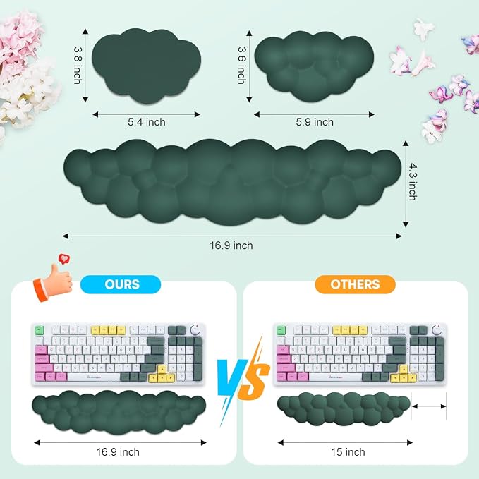 JIKIOU Upgrade Leather Cloud Keyboard Wrist Rest, Cloud Wrist Rest - Image 3