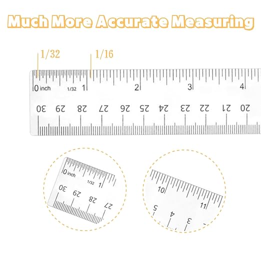 Plastic Ruler, 12 Inch Clear Plastic Ruler, Centimeter, Millimeter and Inches - Image 5