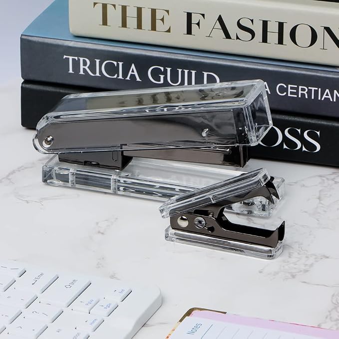 1PC Clear Black Staples Remover Acrylic Luxury Black Metal Body Staple Puller - Image 6