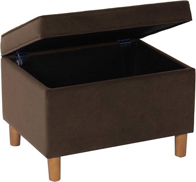 Home Decor | Dinah Collection Modern Storage Ottoman | Ottoman with Storage for Living Room & Bedroom(Chocolate Brown Velvet)-DeskLoop Office