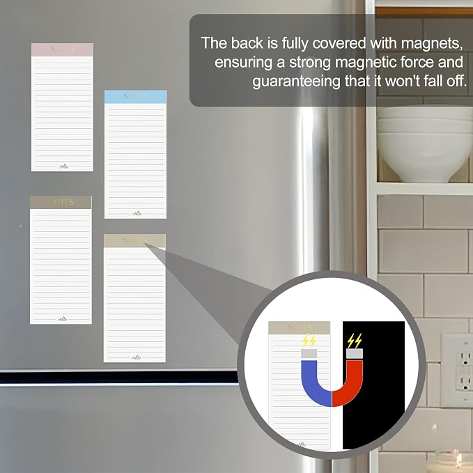 Utron 7 Pack Magnetic Notepads for Refrigerator, Morandi Color Magnetic Grocery - Image 5