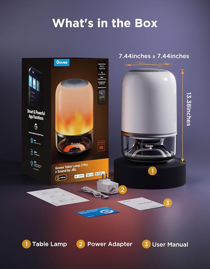 Govee Table Lamp 2 Pro x Sound by JBL, Smart Cordless Table Lamp - Image 9