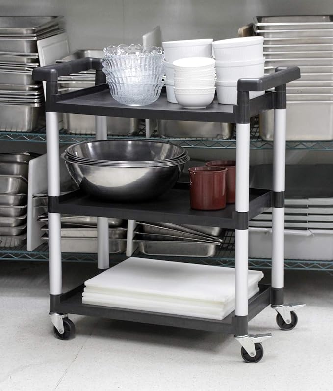 MaxWorks 80774 3-Shelf Utility Plastic Cart - Image 3