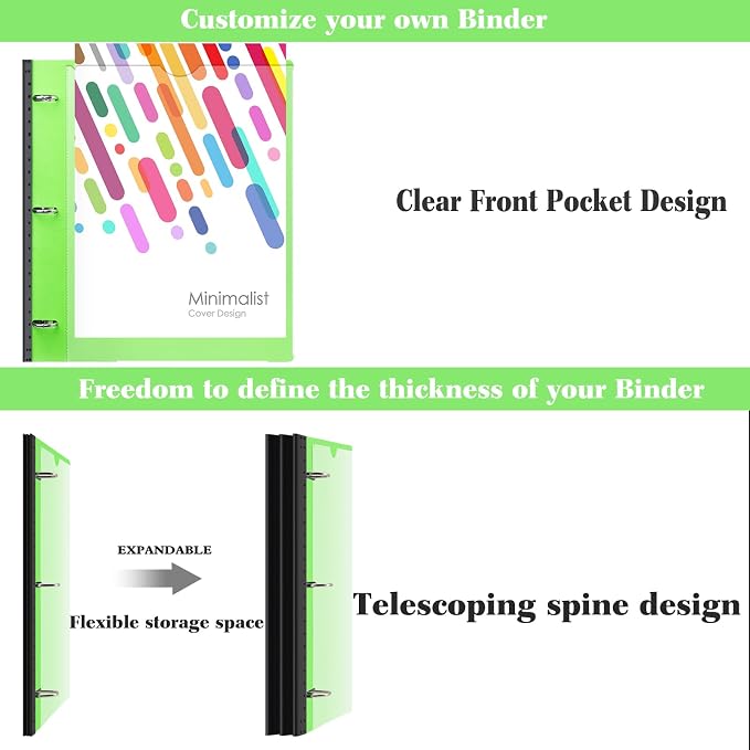 INFUN 1 Inch Telescoping Project Organizer Binder-2PCS, 13 Pocket, Customizable - Image 4