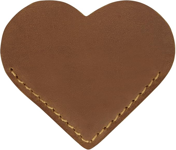 Jack&Chris Genuine Leather Heart Bookmark, Handmade Stitched Corner Page by JackChris
