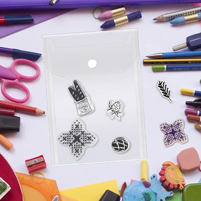 Vmiapxo 40 Pack Stamp and Die Storage Pockets, Reusable Small Plastic Envelopes - Image 7