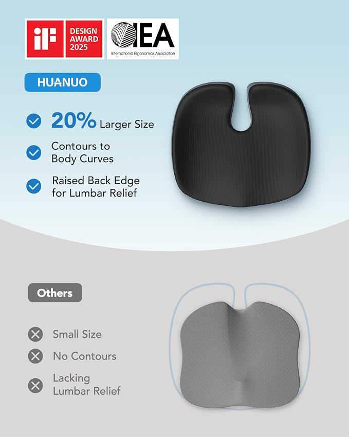 HUANUO Seat Cushion for Office Chair, Extra Large Memory Foam Cushion for - Image 5