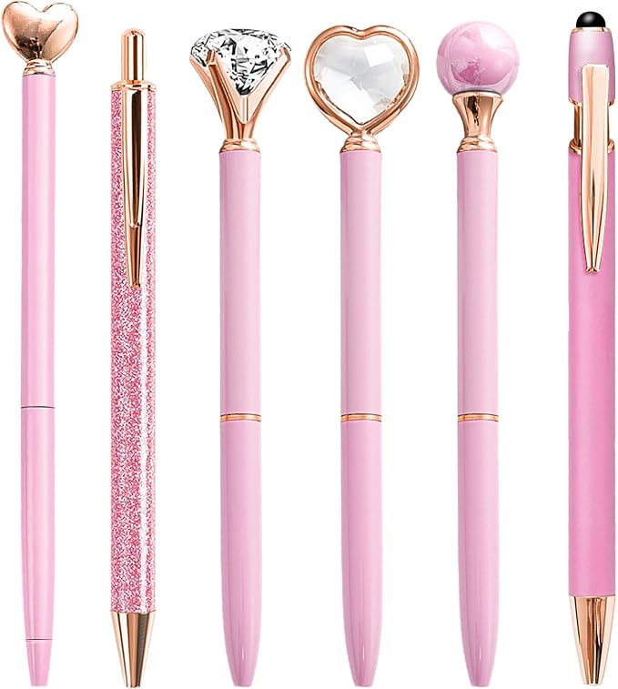 YOXMJDB Pink Pens for Women, 1.0mm Medium Point Black Ink, Office and School by YOXMJDB