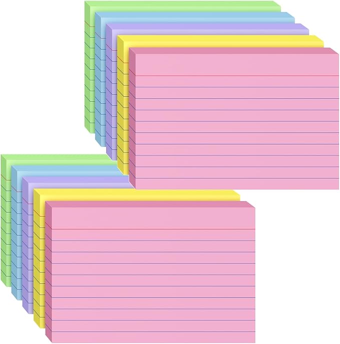 Index Cards 4x6, 400 Sheets, Ruled Color Flash Cards by Ciphyfee