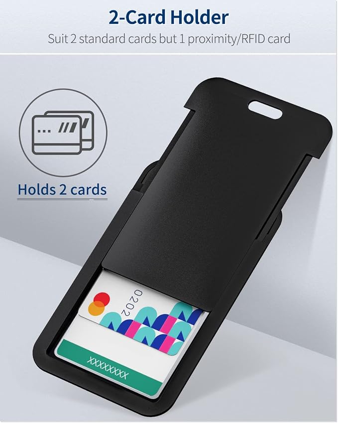 Uniclife 6 Pack Sliding ID Badge Holder Hard Black Vertical Plastic Card Case - Image 3