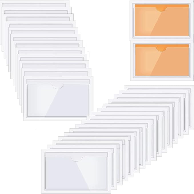 Self-Adhesive Label Holder, Waterproof Clear Adhesive Label Pockets, 2.3x3.7'' by OwlFocus