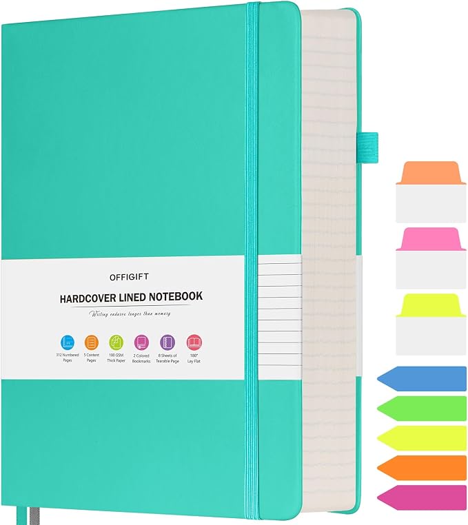 Lined Notebook Journal for Women Men, A5 College Ruled Notebook, 312 Numbered by OFFIGIFT