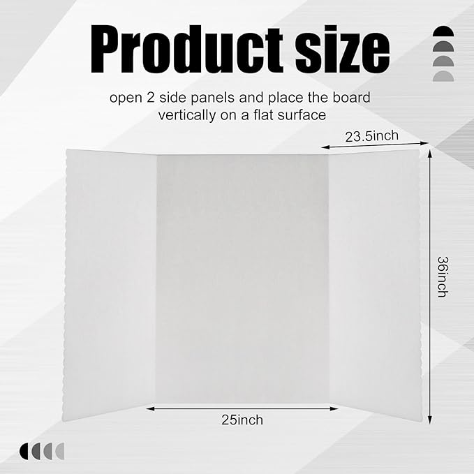 Paterr Trifold Poster Board with Storage Bag, Hook and Loop Fabric, Foldable 3 Panel Presentation Board for Science Fair and Exhibitions(White,72 x 36 Inch)-DeskLoop Office