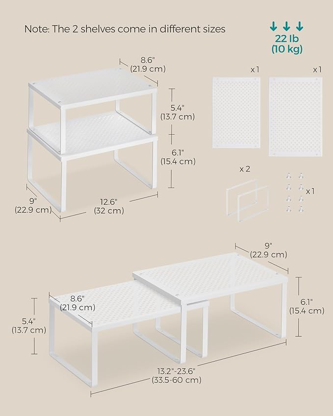 SONGMICS Spice Racks, Countertop Organizers, Shelf Risers, Expandable - Image 2