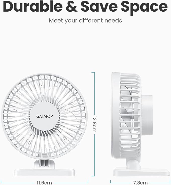 Gaiatop USB Desk Fan, Small But Powerful, Personal Portable Quiet 3 Speeds - Image 6