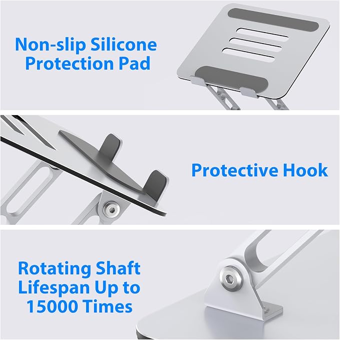 Laptop Stand for Desk, Adjustable Laptop Riser, Metal Foldable Computer Stand - Image 6