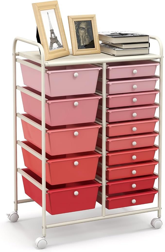 HAPPYGRILL 15-Drawer Rolling Cart, Storage Carts by HAPPYGRILL