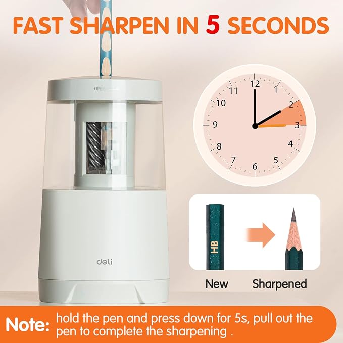 Deli Electric Pencil Sharpener, Automatic Pencil Sharpeners - Image 2