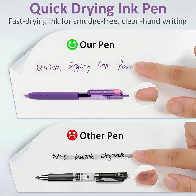FIOVER Colored Gel Pens, 8 Pack, 0.5mm Fine Point | Quick Dry, Smooth Writing - Image 5