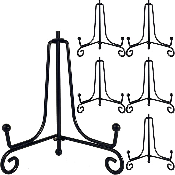 HENABLE 6PCS Premium Black Iron Plate Stands by HENABLE