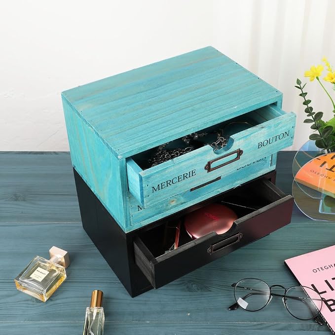 Wooden Storage Box Rustic Desktop Organizer - Image 5