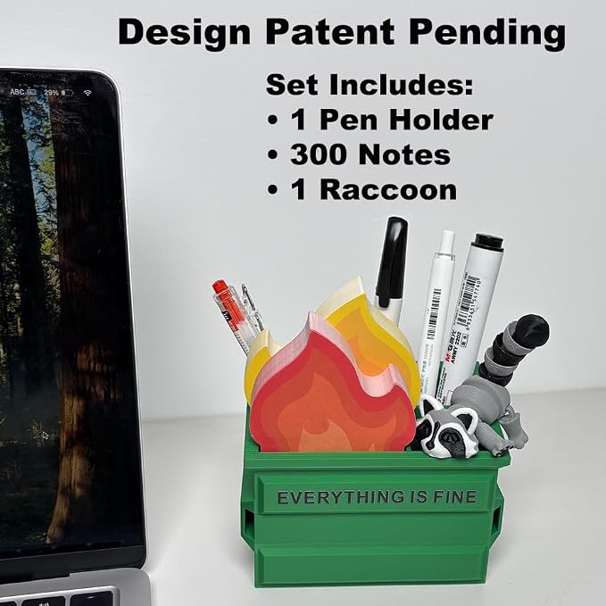 Infmetry Funny Garbage Can Fire Pen Holder - Image 2
