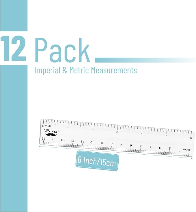 Mr. Pen- Bulk Plastic Rulers, 6 Inch, 12 Pack, Easy-to-Read Markings | - Image 2