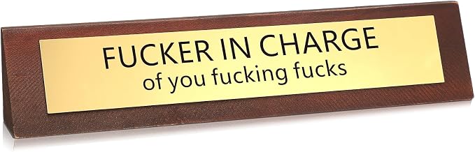 RattanView Fucker in Charge of You Desk Sign by RattanView
