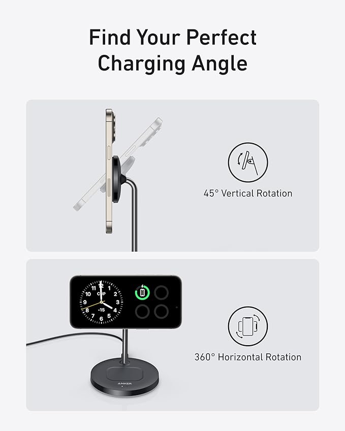 Anker MagGo 2-in-1 MagSafe Compatible Qi2 15W Wireless Charging Stand | Qi2 - Image 4
