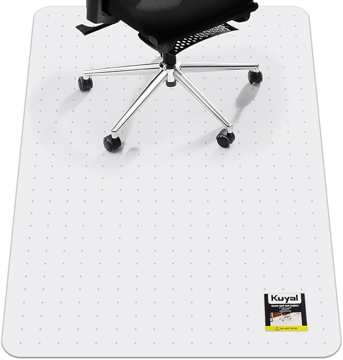Kuyal Office Chair Mat for Carpet, 32‘’x48‘’ Clear Heavy Duty Computer Chair Mat by Kuyal