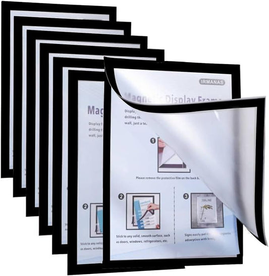 Magnetic Sign Holder 8.5 x 11 Wall Mount, Self-Adhesive Magnetic Sign Holder by Irmanas