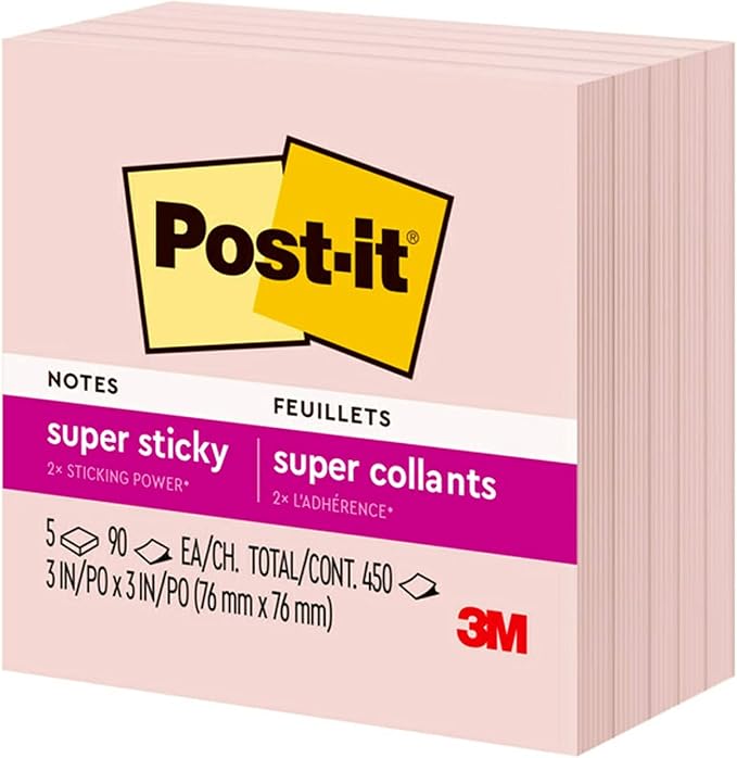 Post-it Super Sticky Notes, 3 x 3 in, 5 Pads, 90 Sheets/Pad | School Supplies - Image 11