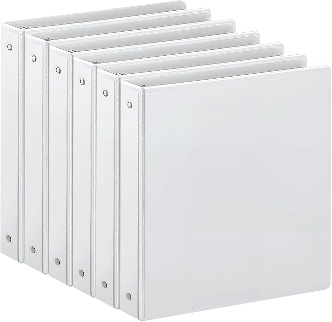 SUIN 1-inch 3 Ring Binder with 2 Pockets, PVC Free, and School, 6 Pack by SuinOffice