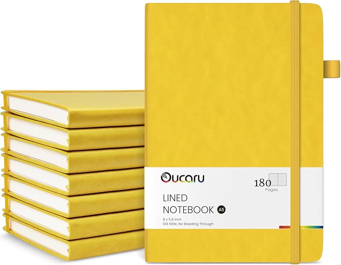 Oucaru Lined Journal Notebook, 8 Pack, 180 Pages, A5 Journals by Oucaru