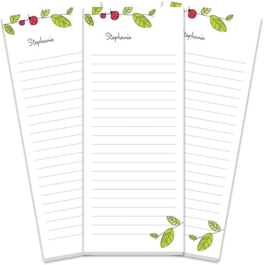 Current Ladybugs Personalized Notepads – Set of 3, 50-Sheet Lined Paper Pads by Current