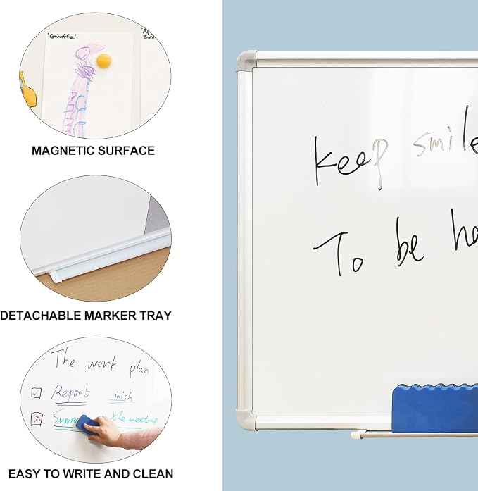 DEVELOP Large Grey Felt Bulletin & Magnetic Dry Erase Combo Board, 72 x 36 Inch - Image 5