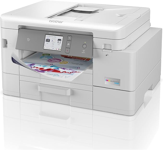 Brother MFC-J4535DW INKvestment -Tank All-in-One Color Inkjet Printer with NFC, Duplex and Wireless Printing Plus Up to 1-Year of Ink in-Box, White-DeskLoop Office