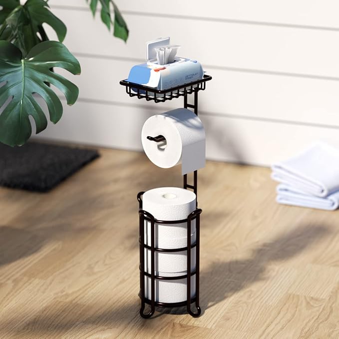 Toilet Paper Holder Stand Tissue Paper Roll Dispenser - Image 7