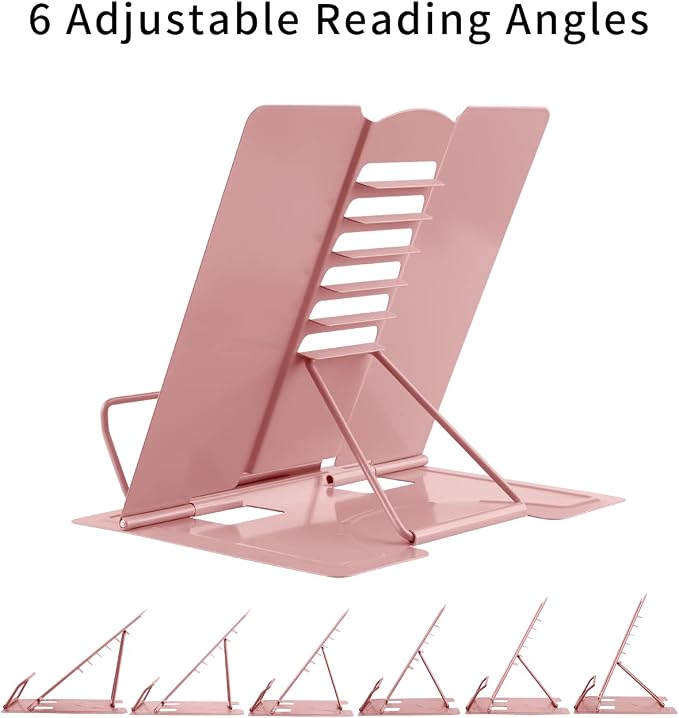 MSDADA Desk Book Stand Holder for Reading, Adjustable Cookbook Stand, Metal - Image 3