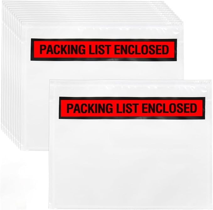 100 Pack 4.5 x 5.5 Inch Packing List Envelopes, Printed “Packing List Enclosed” by PackSmith