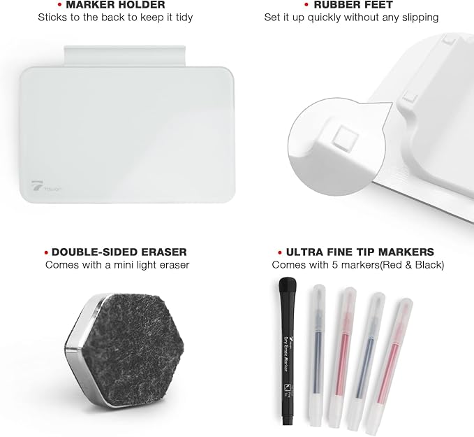 TOWON Small Glass Dry Erase Board, Desk White Board - Image 4