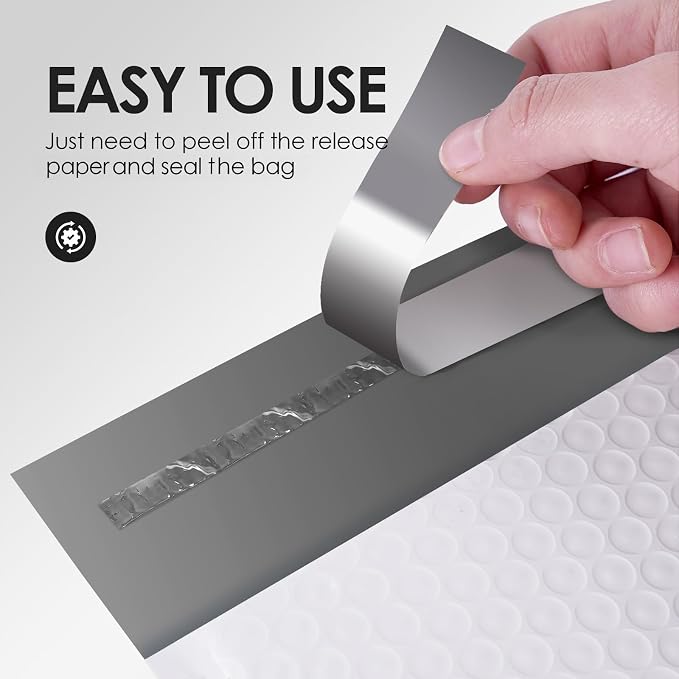 packbabol Bubble Mailers 4x8" 100 Pack Grey and White Padded Envelopes Mailers - Image 5