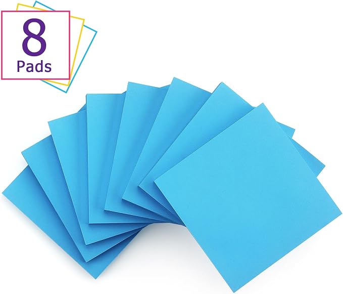 Sticky Notes 3x3 Self-Stick Notes Bright Colors Sticky Notes 8 Pads 80 Sheet/Pad - Image 2