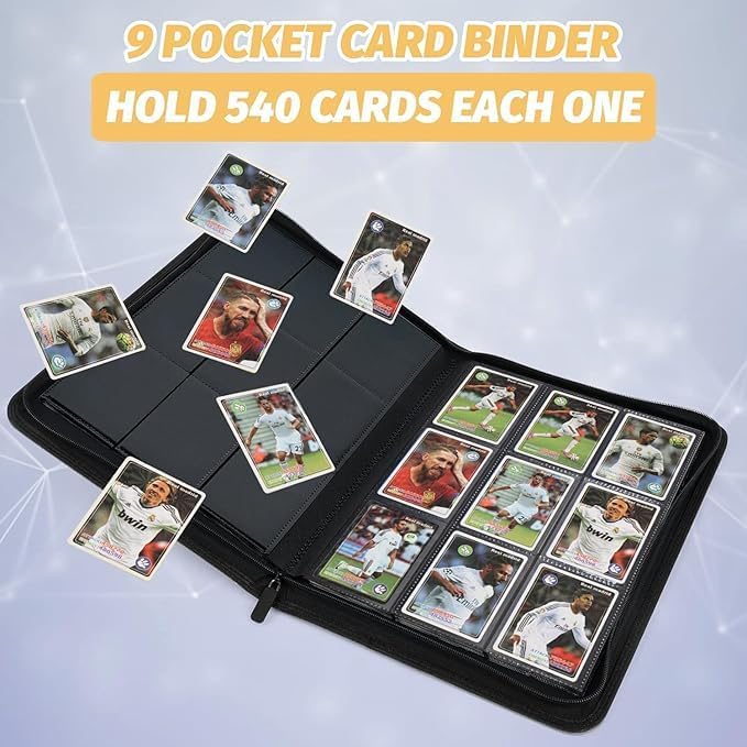 9 Pockets Card Binder, Premium Zip Trading Card Binder, 540 Double Sided Pocket - Image 7