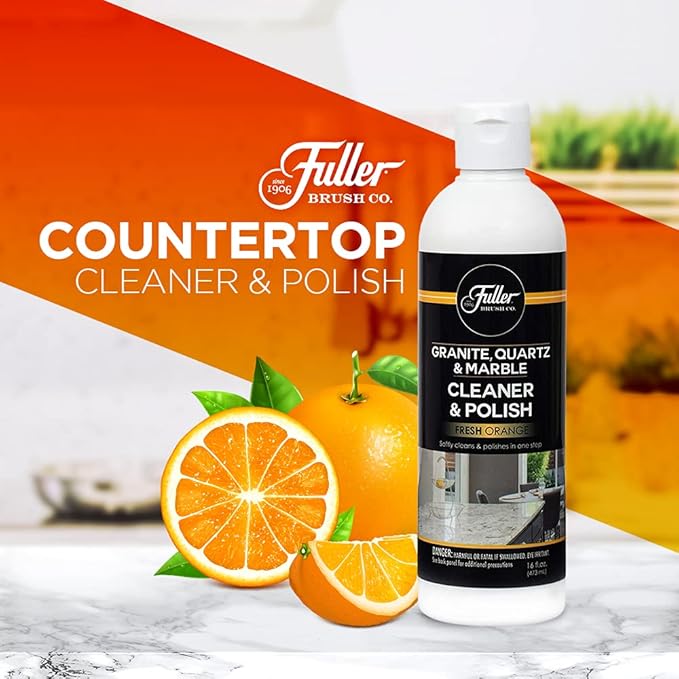 Fuller Brush Countertop Cleaner & Polish - Multi Surface Cleaner - Cleans, Polishes and Protects Granite Quartz Marble Glass Laminates Metal and Other Surfaces Refreshing Orange Scent Removes Odor-DeskLoop Office