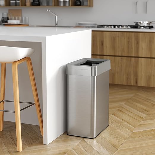 iTouchless 16 Gallon Open Top Kitchen Trash Can Recycling Bin with Double Odor Filters, 60 Liter Rectangular Stainless Steel Recycler for Home Office Business Work Store Restroom Retail Shop Garage-DeskLoop Office