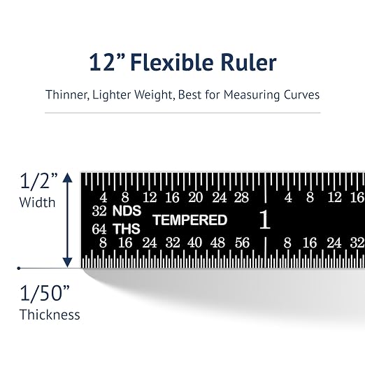 PEC Tools 12" Flexible Metal Ruler, Stainless Steel - Image 7